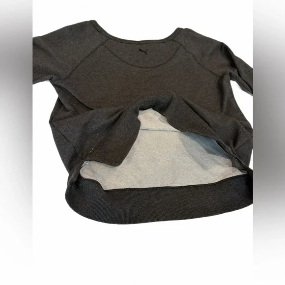 Womens XL Puma Boat neck sweatshirt, black logo on dark grey MOSTLY COTTON TOP - Picture 5 of 14